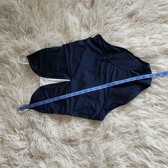 NEW! LIVELY Recycled The V One Piece Swimsuit  Navy Blue and White - Picture 5 of 7